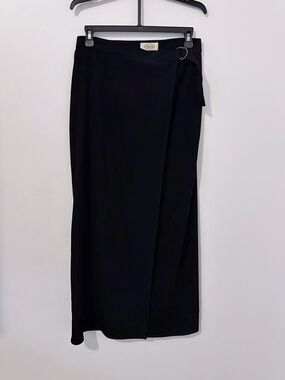 Talbots Black Midi Wrap Skirt with D-Ring Detail